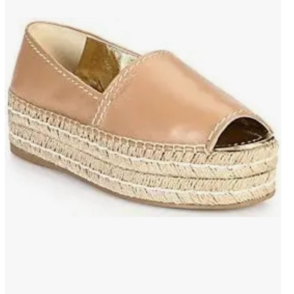 Prada Tan Leather Espadrille Platform Slip Ons | Women’s Size 39 (US 8.5)